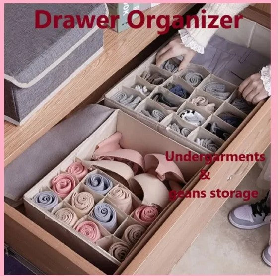 Underwear Socks Storage Organizer with Lids Foldable Closet Drawer Divider 24 Cells