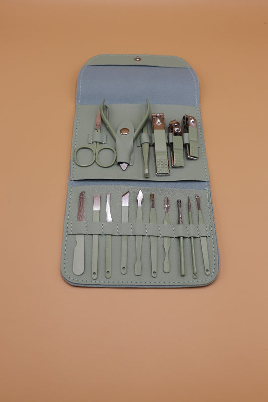 16 PCS Professional Manicure Set Full Function Kit Stainless Steel Pedicure Sets With Leather Portable Case Ideal Gift