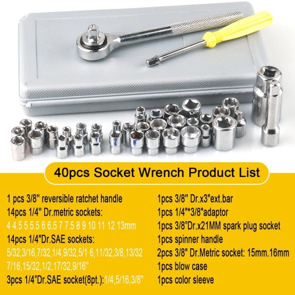 Original Aiwa 40 Piece Toolkit Tool kit Combination Socket Ratchet Wrench Set