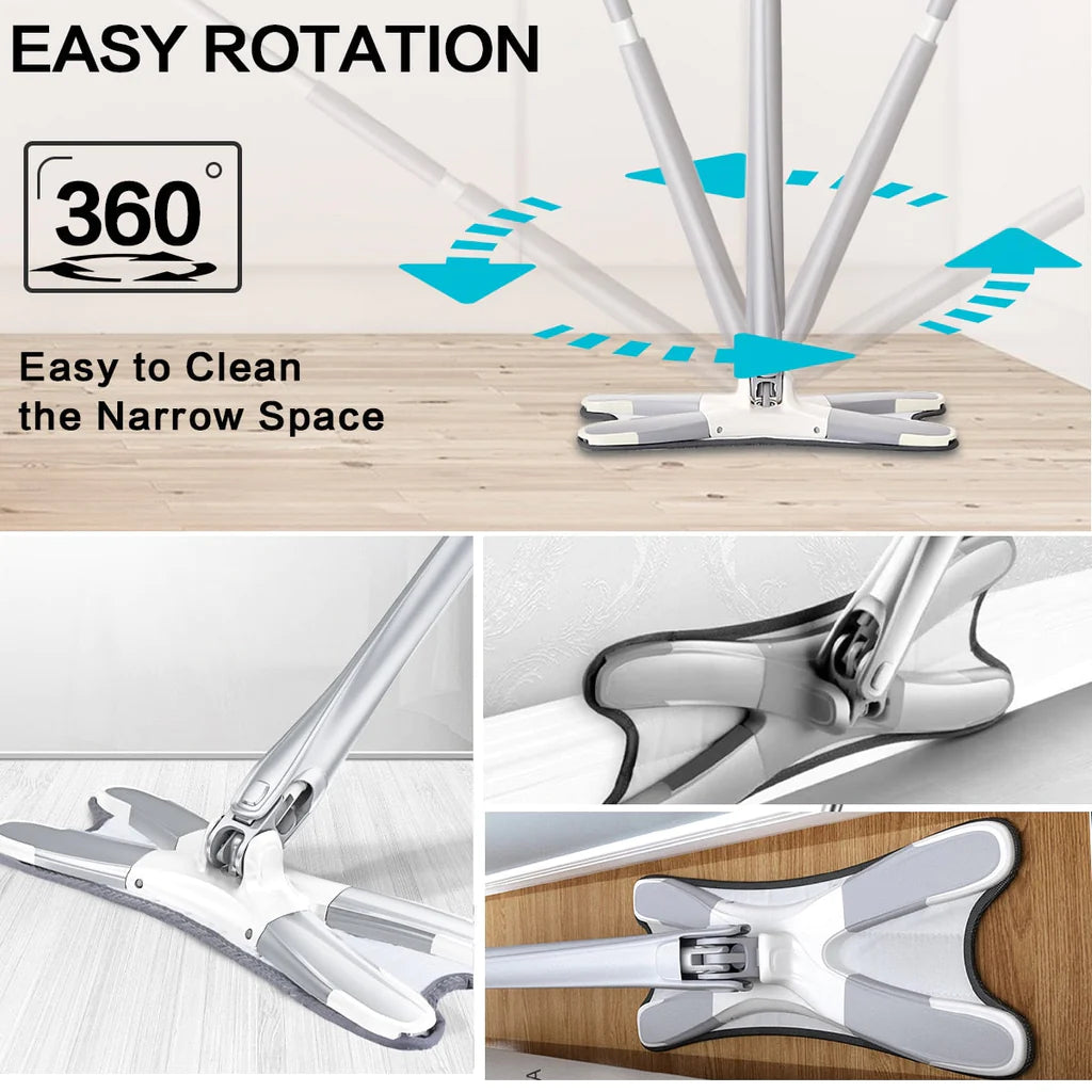 Cleaning Mops for Floor Mops 360° Rotating Lazy Butterfly Mop with 5 Pads Dry and Wet X Shape Mop for Walls Gaps Glass Replacement Heads
