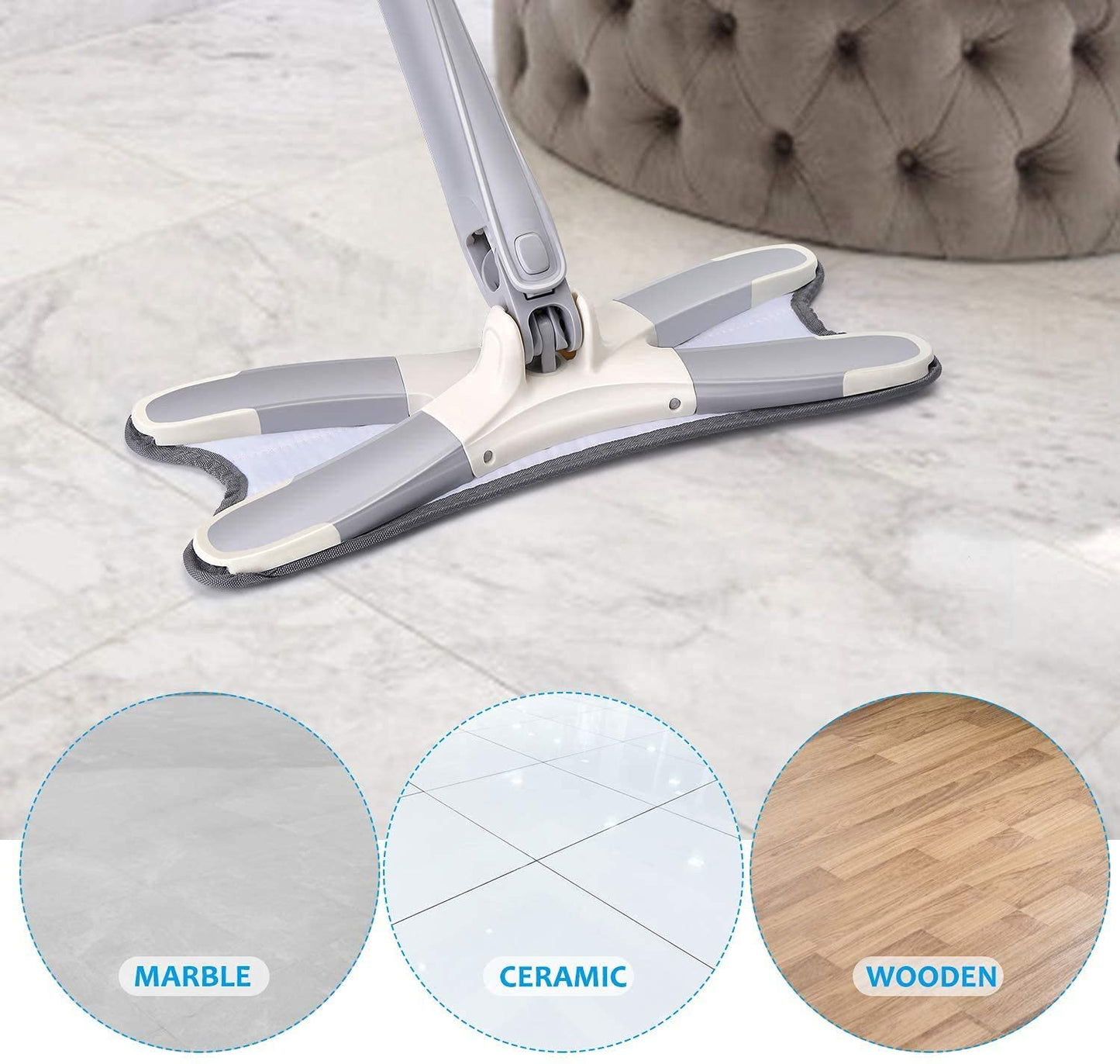 Cleaning Mops for Floor Mops 360° Rotating Lazy Butterfly Mop with 5 Pads Dry and Wet X Shape Mop for Walls Gaps Glass Replacement Heads